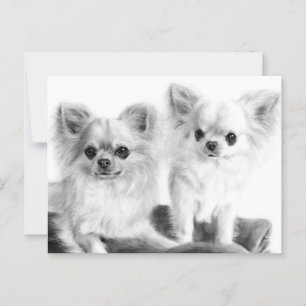 Carte Postale Little One et Gardien - Peint à la main Chihuahua