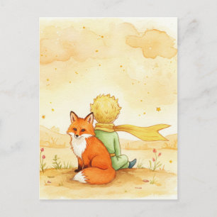 Carte postale Little Prince Fox Watercolor