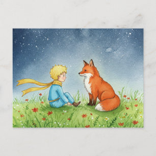 Carte postale Little Prince Fox Watercolor