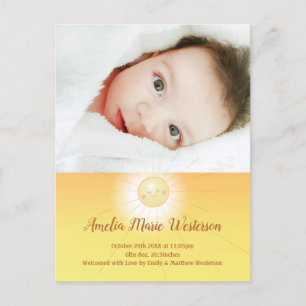 Carte Postale Little Ray of Sunshine Baby Faire-part de naissanc