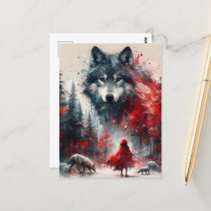 Carte Postale Little Red et son pack Wolf