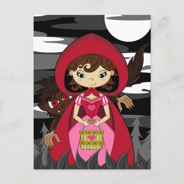 Carte postale Little Red Riding Hood & Wolf (Devant)