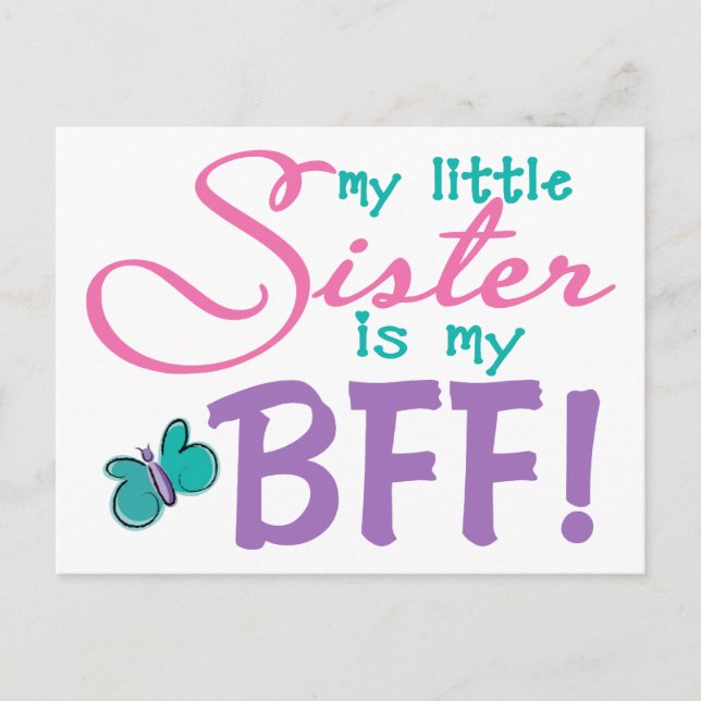 Carte Postale Little Sister BFF Butterfly (Devant)