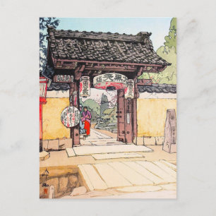 Carte Postale Little Temple Porte Hiroshi Yoshida shin hanga