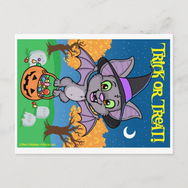 Carte Postale Little Trick or Treat Bat (Devant)