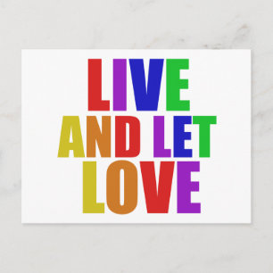 Carte Postale Live and Let Love gay rainbow