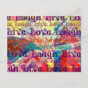 Carte Postale Live Laugh Love Abstrait Textured Plaid Motif