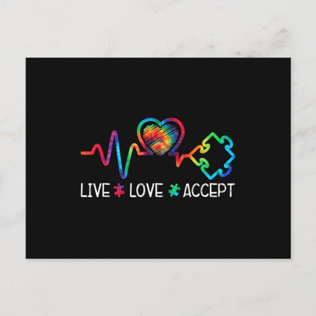 Carte Postale Live Love Accepter Sensibilisation sur l'autisme C (Devant)