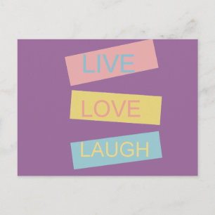 Carte Postale Live love rire design graphique motivationnel