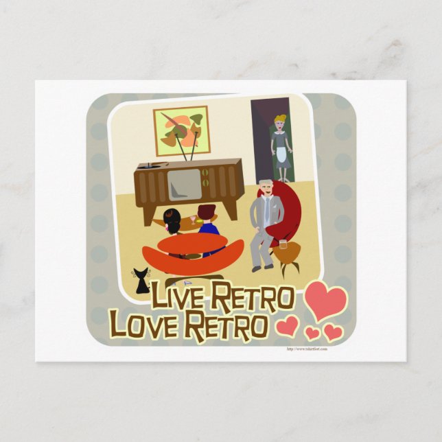 Carte Postale Live Retro Love Retro Slogan (Devant)