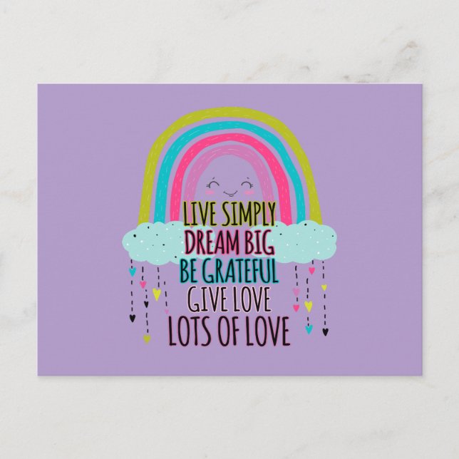 Carte Postale Live Simply Dream Big Be Grateful Give Love (Devant)