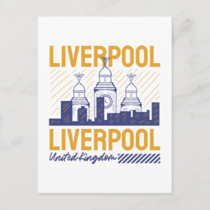 Carte Postale Liverpool Royaume-Uni Rétro Typographie de la silh