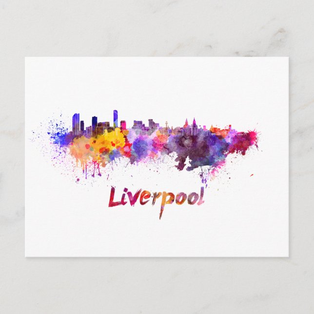 Carte Postale Liverpool skyline en aquarelle (Devant)