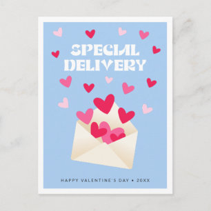 Carte Postale Livraison spéciale Cœurs Enveloppe Saint-Valentin