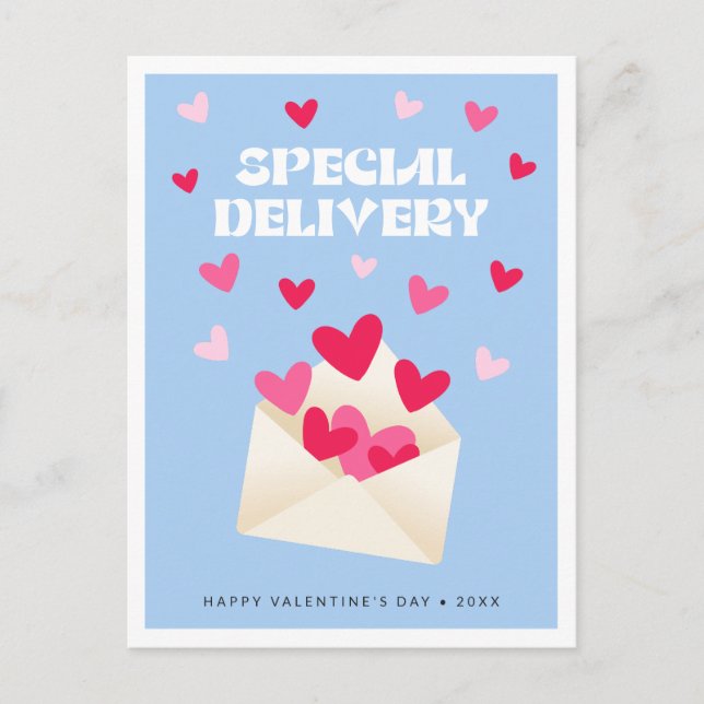 Carte Postale Livraison spéciale Cœurs Enveloppe Saint-Valentin (Devant)