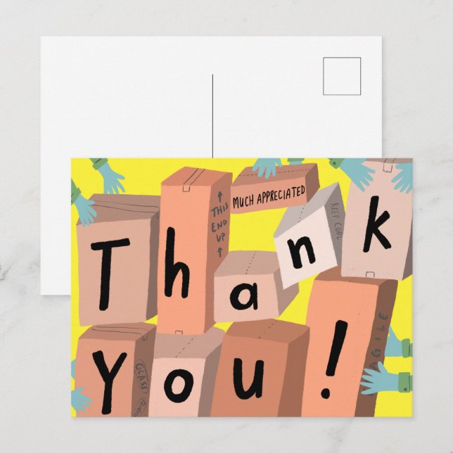 Carte Postale Livraisons de colis de commande de livraison Merci (Devant / Derrière)