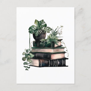 Carte Postale Livre académique vert et plante