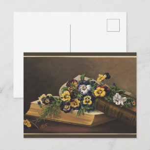 Carte Postale Livre antique de Shakespeare et pensée colorée