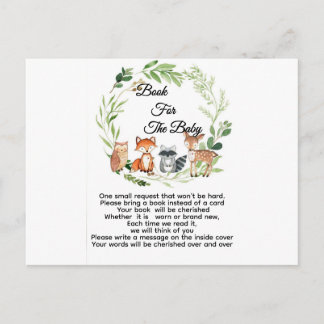 Carte Postale livre de bébé shower de bébé animal de la forêt