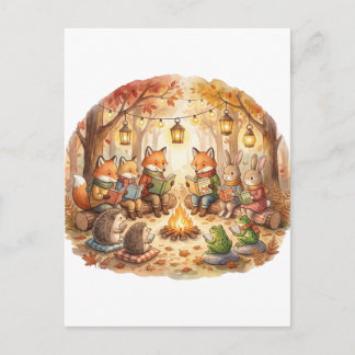 Carte Postale Livre de la forêt | Coussin cottagecore de la forê