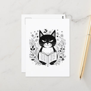 Carte Postale Livre de lecture de chat