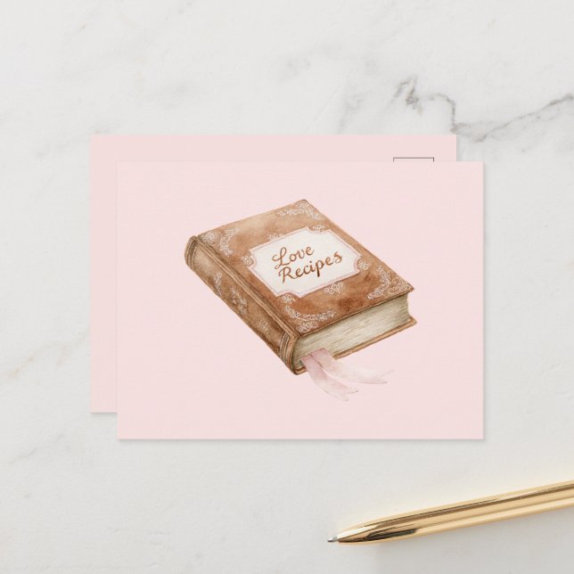 Carte Postale Livre de recettes d'amour (Devant/Arrière en situation)