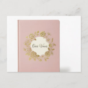 Carte Postale Livre de Voeux de Mariage Floral Rose Pâle - Or Él