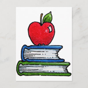 Carte Postale Livre et pomme