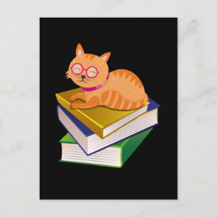 Carte Postale Livre Lover - Livres et Cat