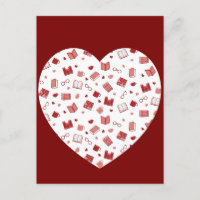Livre rouge mignon et Motif de lecture à coeur