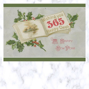 Carte Postale Livre vintage avec voeux du Nouvel An pour 365 jou
