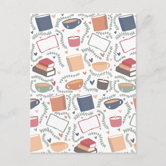 Carte Postale Livres, Bougies Et Thé (Devant)