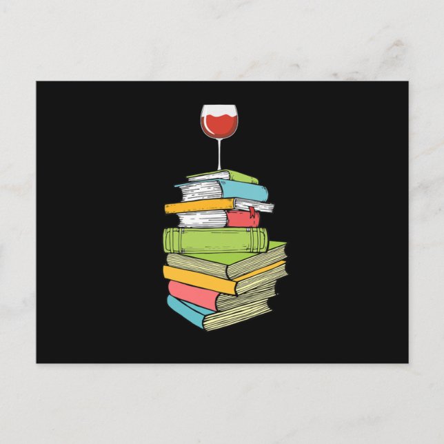 Carte Postale Livres Et Vin J'Aime Lire Livres (Devant)