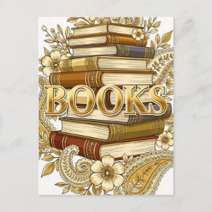 Carte Postale Livres Lecteurs Écrivains Bibliophiles Ton Doré Ar