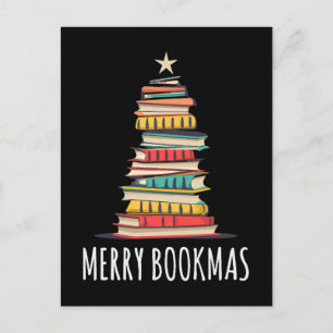 Carte Postale Livres Noël Arbre Joyeux Livres