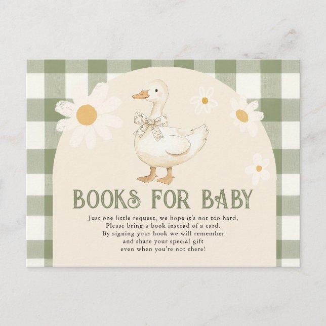 Carte Postale Livres pour bébé shower bébé Canard vert Daisy (Devant)