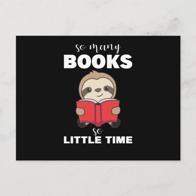 Carte Postale Livres Sloth Lire Livre Bookworm Bookworm (Devant)