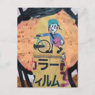Carte Postale livreur de journaux collage