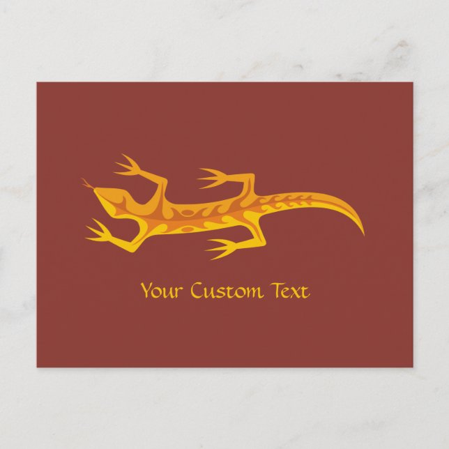 Carte Postale Lizard tribal Orange (Devant)