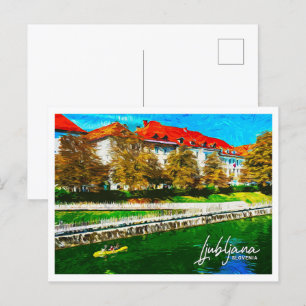 Carte Postale Ljubljana Slovénie Belle peinture à l'huile paysag