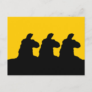 Carte Postale Llama : 3 lama en noir siloutée