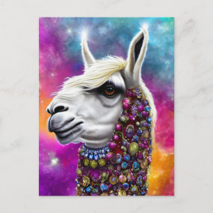 Carte postale Llama à bijoux colorés