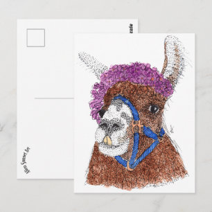 Carte Postale Llama à fleurs