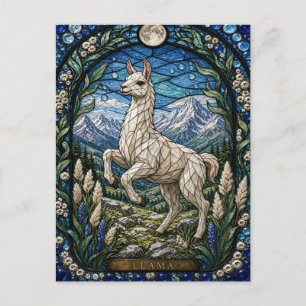 Carte Postale Llama / Alpaca Haut Plateau Illumina Vitrail