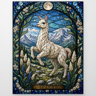 Carte Postale Llama / Alpaca Haut Plateau Illumina Vitrail