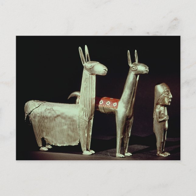 Carte Postale Llama, alpaga et femme (Devant)