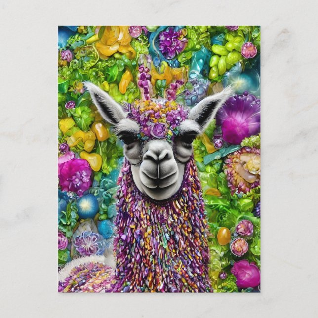 Carte postale Llama colorée (Devant)