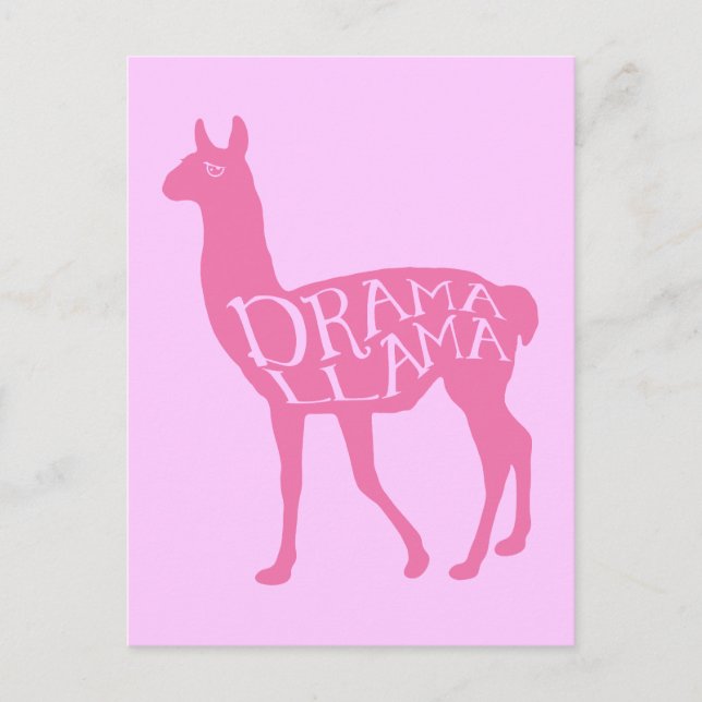 Carte Postale Llama Drama Rose (Devant)
