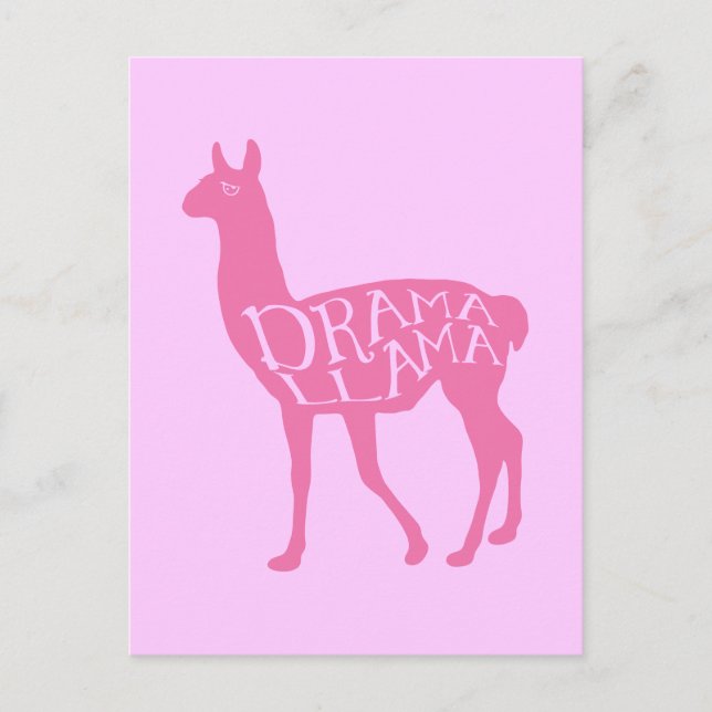 Carte Postale Llama Drama Rose (Devant)