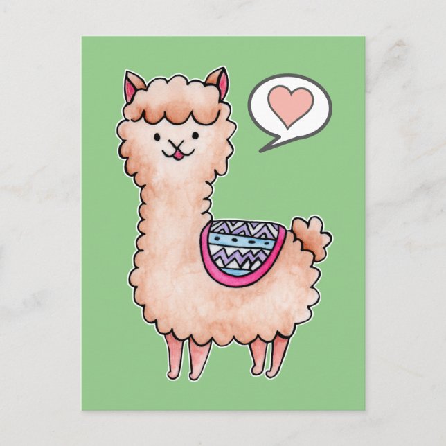 Carte Postale Llama heureux (Devant)